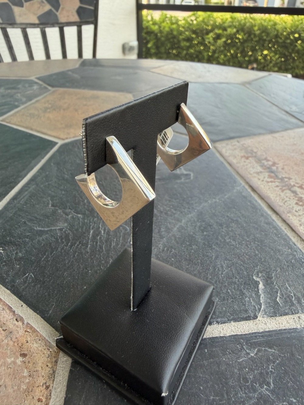 Modern Geometric Sterling Silver 925 Hoop Earrings